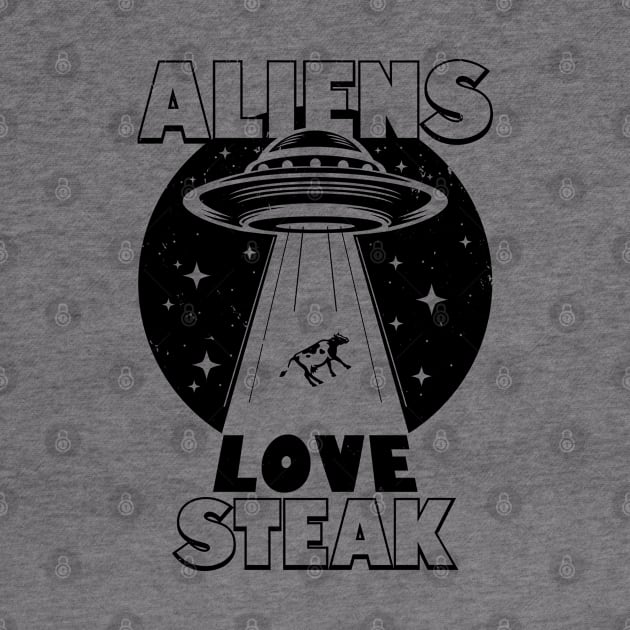 Funny Retro Vintage Alien UFO Steak Cow Abduction Meme by BoggsNicolas